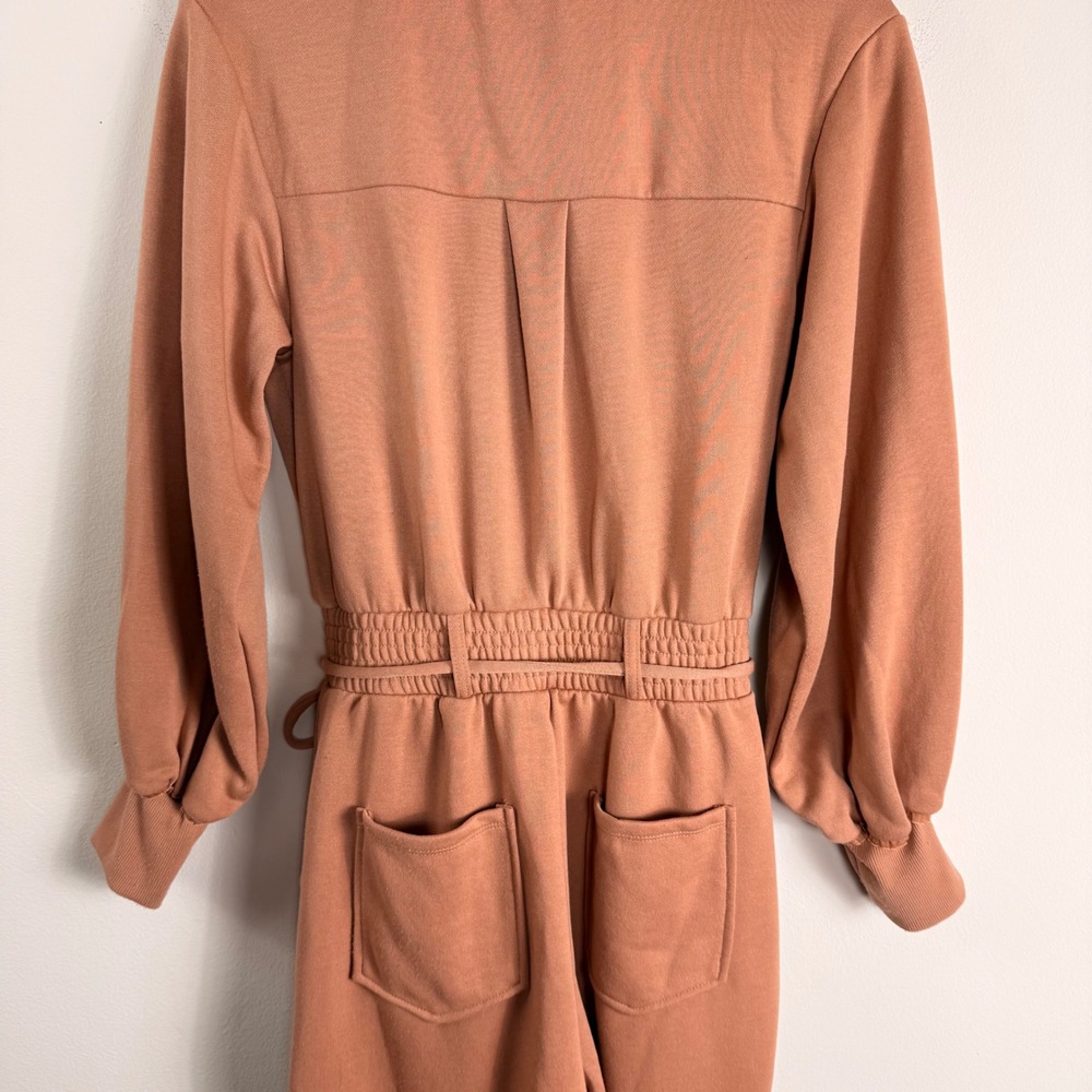 For Love & Lemons Yuna Ruffle Rosebud Zip Front Jumpsuit in Clay Size XS - Picture 11 of 13